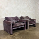 Maralunga Purple Blue Armchair By Vico Magistretti For Cassina 1979 Mid Century Vintage Retro MCM