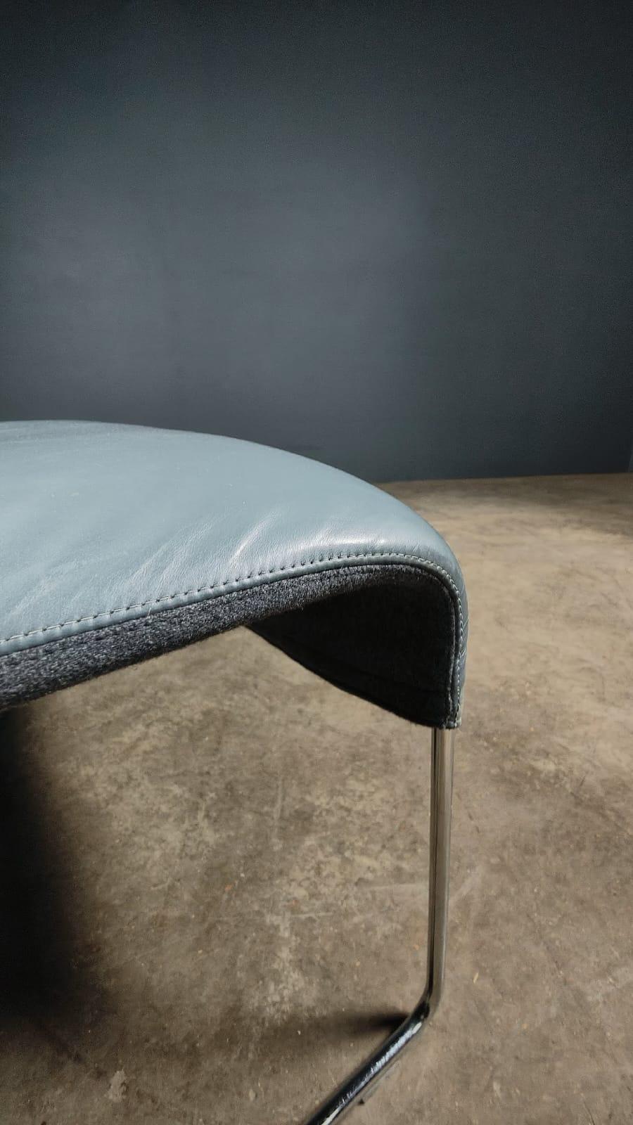 SOLD Patricia Urquiola For B&B Italia Lazy Chair 05 In Blue Grey Leather