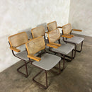 Six Brown Cesca Cane Rattan Marcel Breuer Dining Chairs Mid Century Vintage Retro MCM