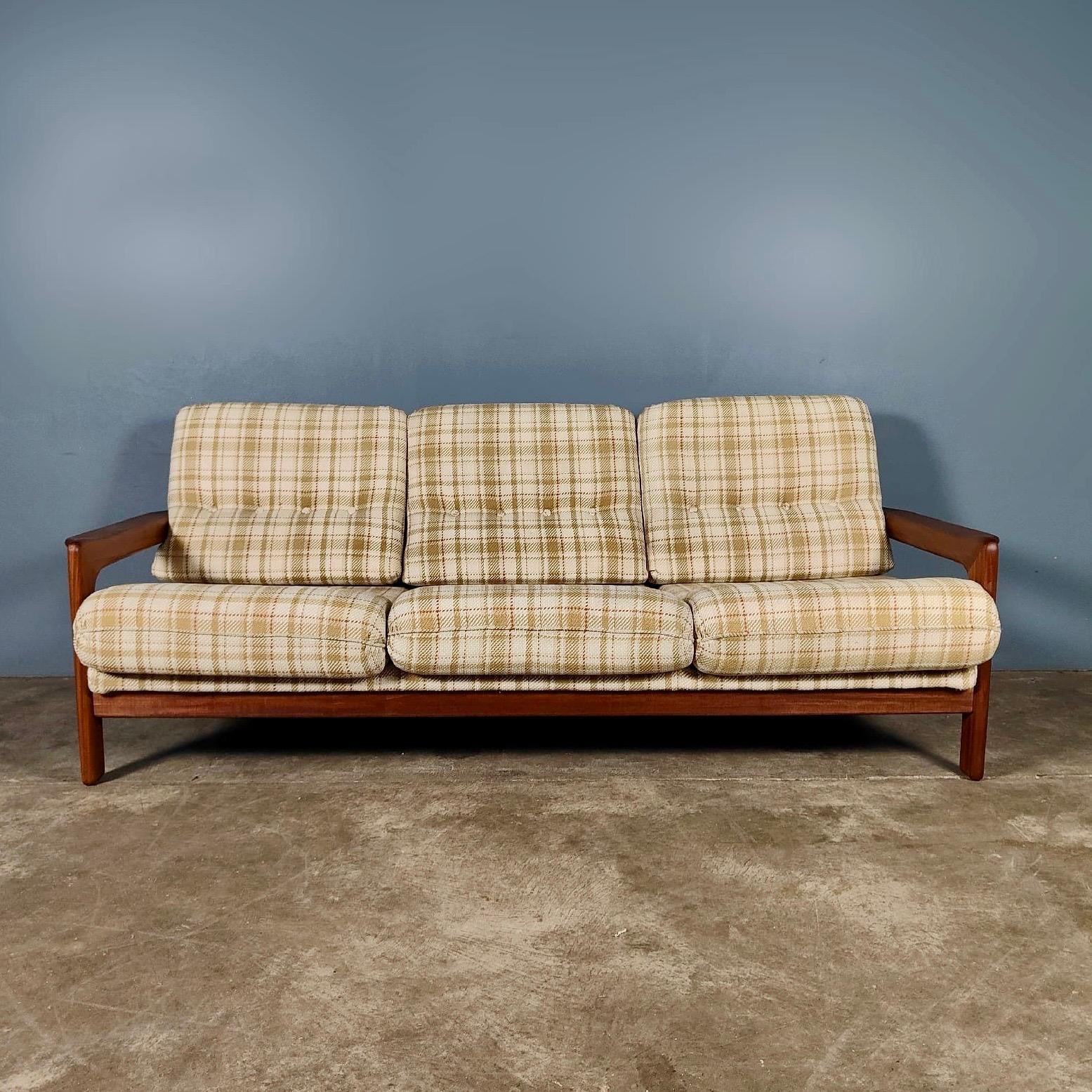 Danish Three Seater Sofa Teak Mid Century Vintage Retro MCM