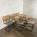 Six Brown Cesca Cane Rattan Marcel Breuer Dining Chairs Mid Century Vintage Retro MCM