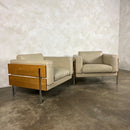 Mid Century Pair Of Cream Beige Leather Robin Day For Habitat Forum II Armchairs Vintage Retro MCM