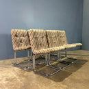 Six Geometric Patterned Chrome Cantilevered Dining Chairs Mid Century Vintage Retro MCM