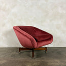 Greaves & Thomas Pink Swivel Teak Lounge Chair Mid Century Vintage Retro MCM