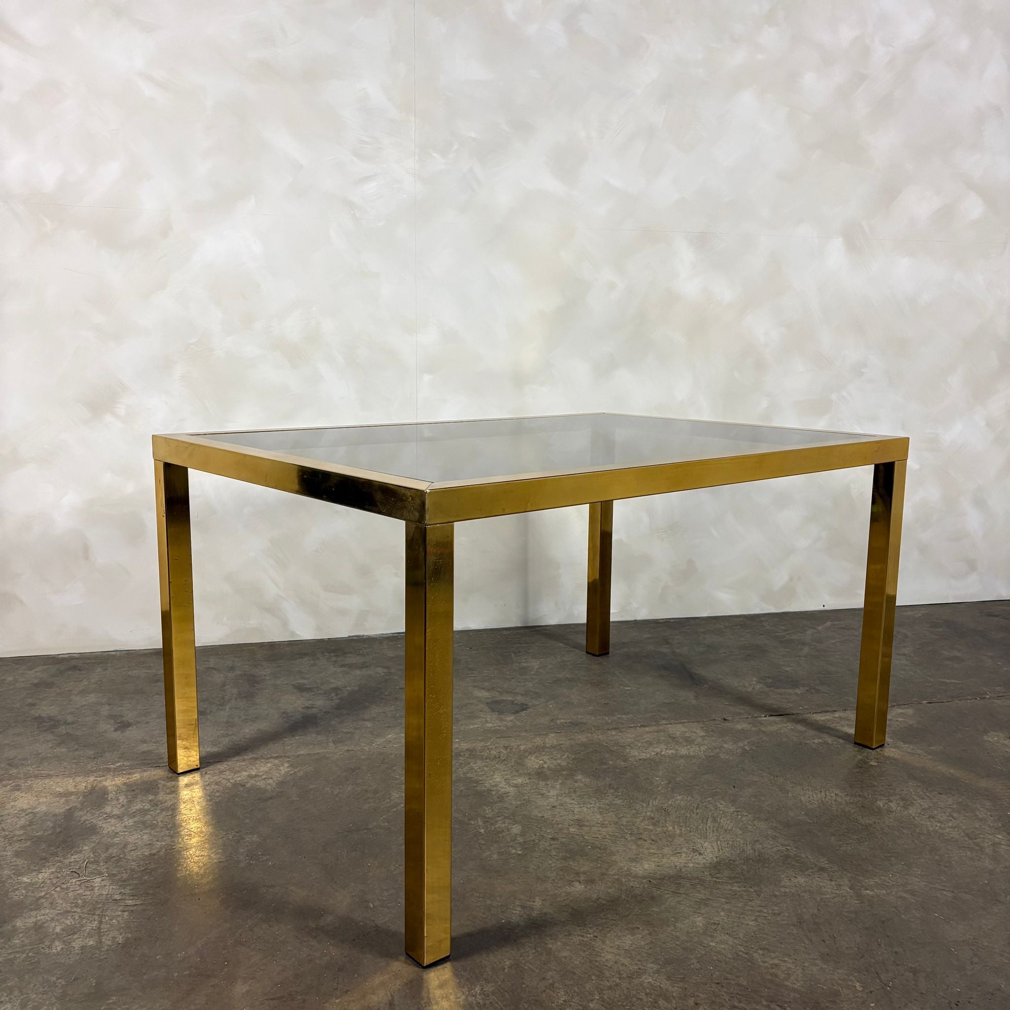 SOLD Brass & Glass Dining Table With Four Matching Brass Dining Chairs Mid Century Vintage Retro MCM
