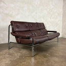 Mid Century Pieff Alpha Brown Leather Three Seater Sofa Vintage Retro MCM