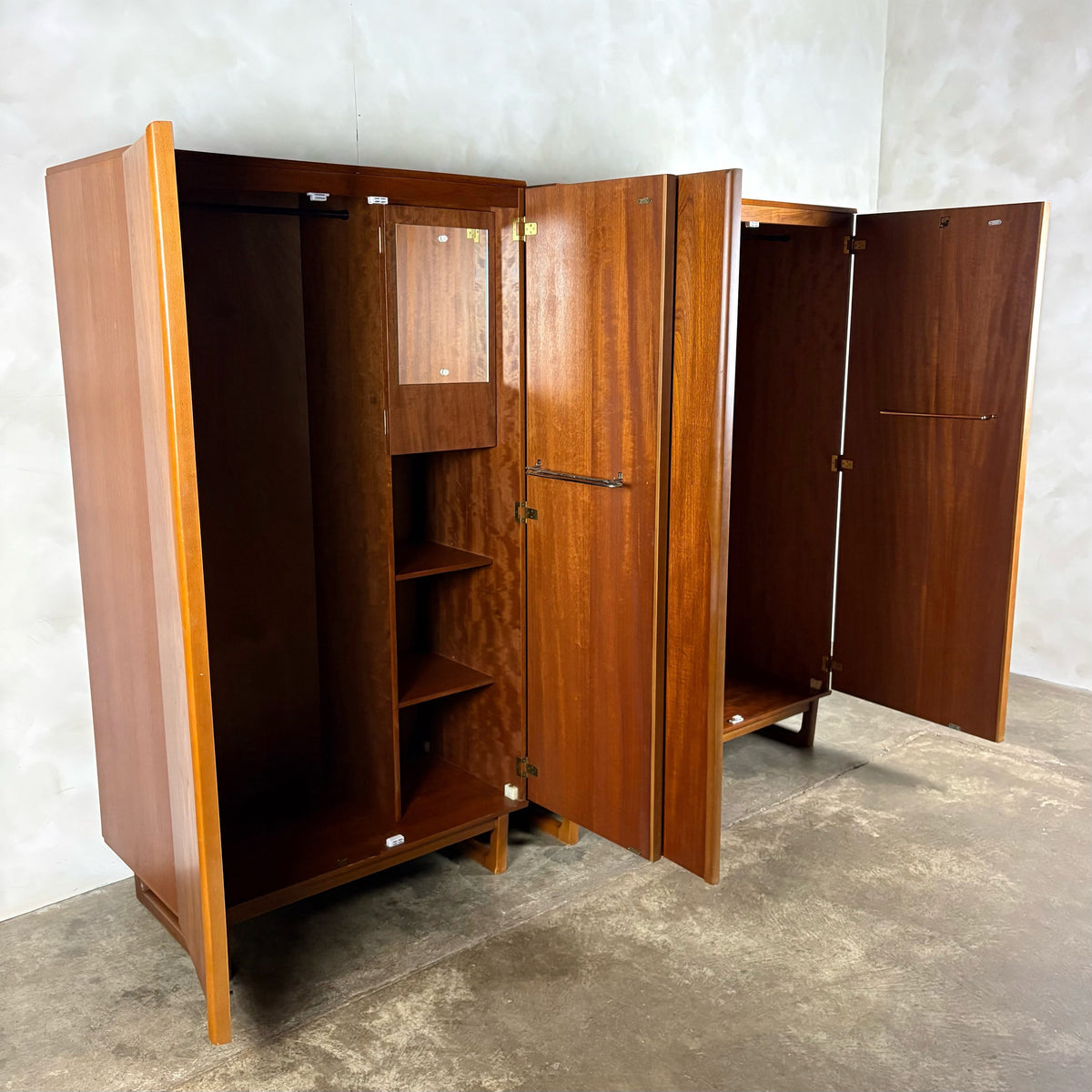 Pair Of Stonehill ‘His & Hers’ Teak Wardrobes 1960s Mid Century Vintage Retro MCM