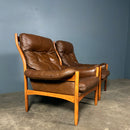 Mid Century Göte Möbler Brown Leather Armchair Vintage Retro MCM