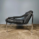 SOLD Pair Of Pieff Beta Lounge Chairs Black Leather Mid Century Vintage Retro MCM