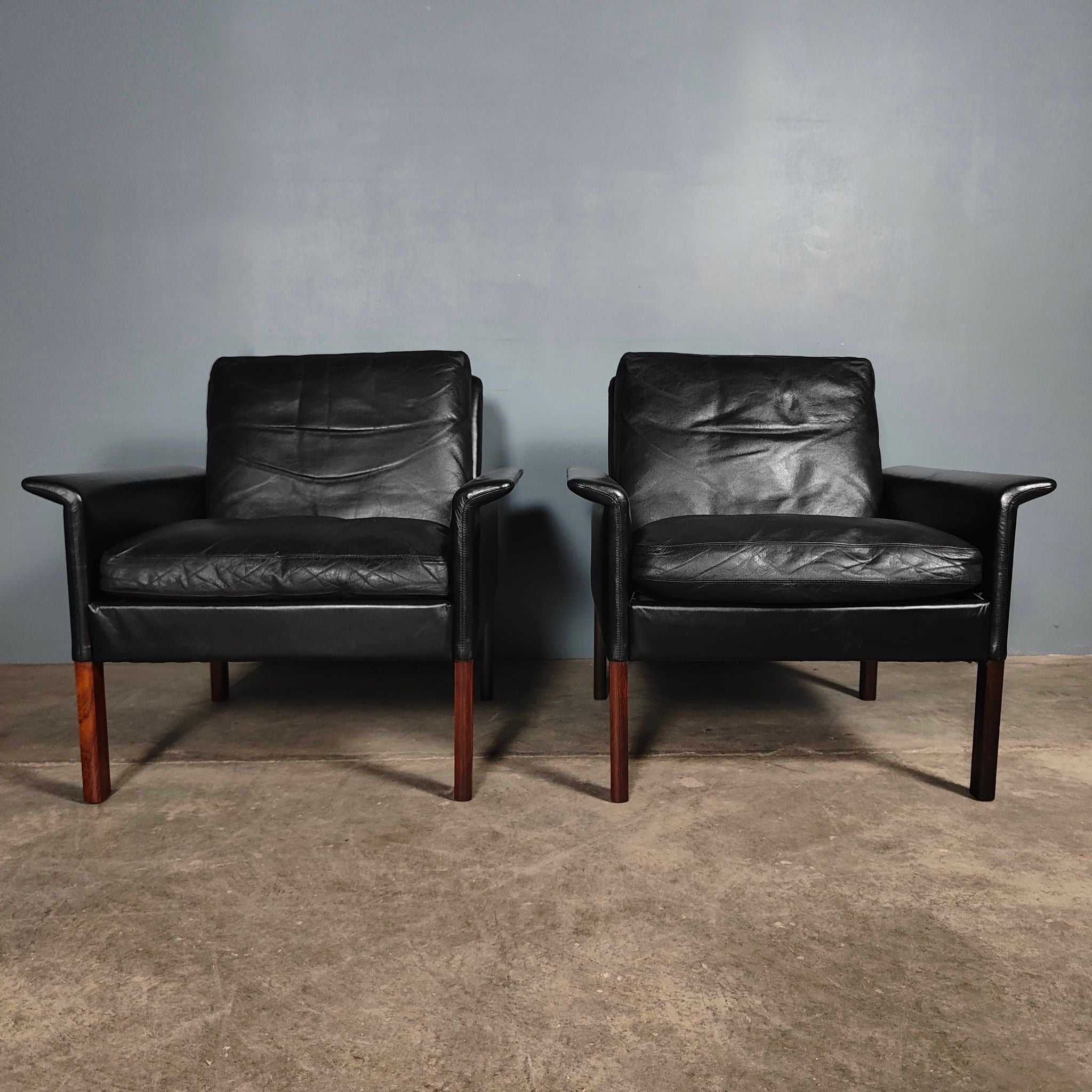 SOLD Black Leather Armchair Hans Olsen CS Møbler Model 500 Mid Century Vintage Retro MCM