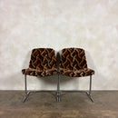 Pair Of Mid Century Pieff Eleganza Chrome Geometric Dining Chairs Vintage Retro MCM