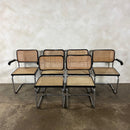 Six Black Marcel Breuer Cesca Bauhaus Dining Chairs With Matching Extending Dining Table Mid Century Vintage Retro MCM