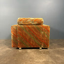 Mid Century Everest Orange Striped Geometric Lounge Suite - Three Seater Sofa, Armchairs & Coffee Tables Vintage Retro MCM
