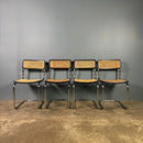 SOLD Four Black Cane Rattan Marcel Breuer B32 Cesca Dining Chairs Mid Century Vintage Retro MCM Set 1