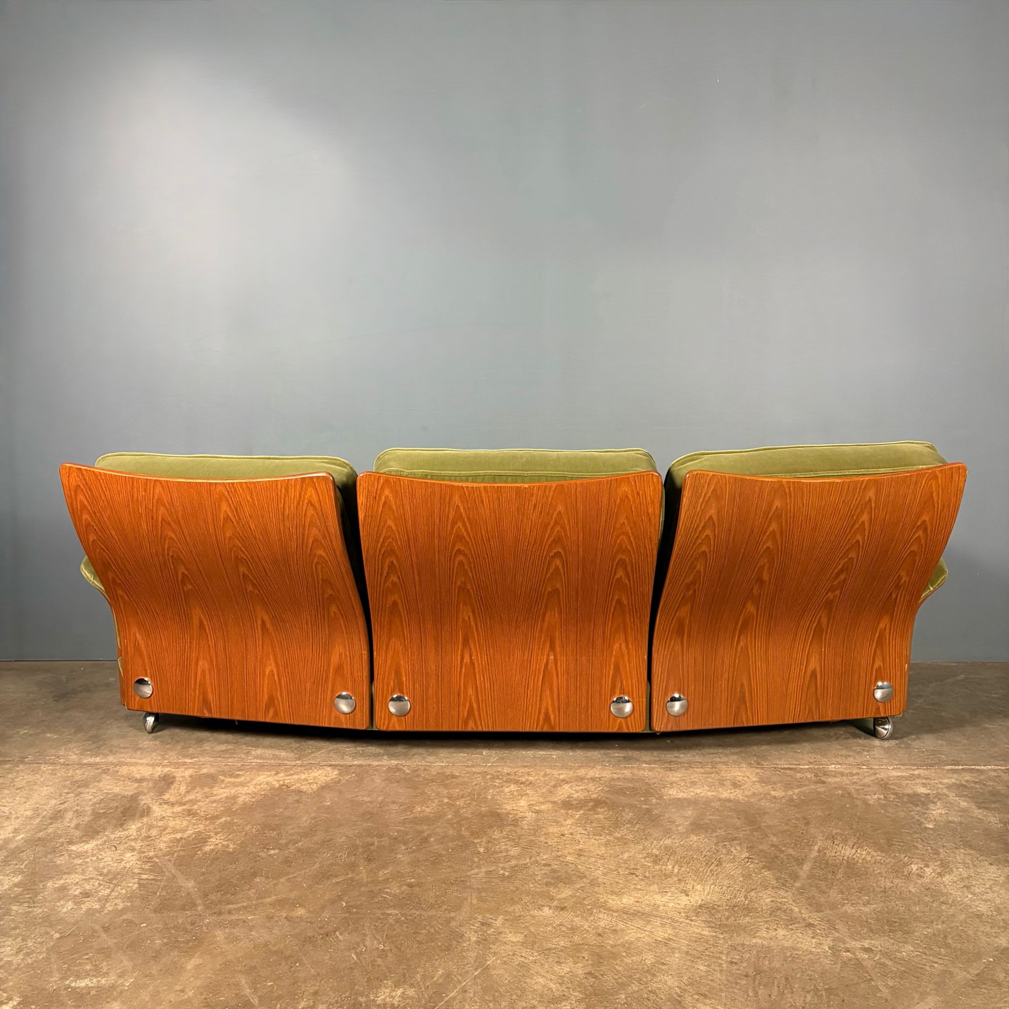 Mid Century G Plan Tulip Three Seater Sofa & Armchair Green Velvet Vintage Retro MCM