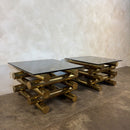 Pair Of Pieff Brass & Smoked Glass Side/Coffee Tables 1970s Mid Century Vintage Retro MCM