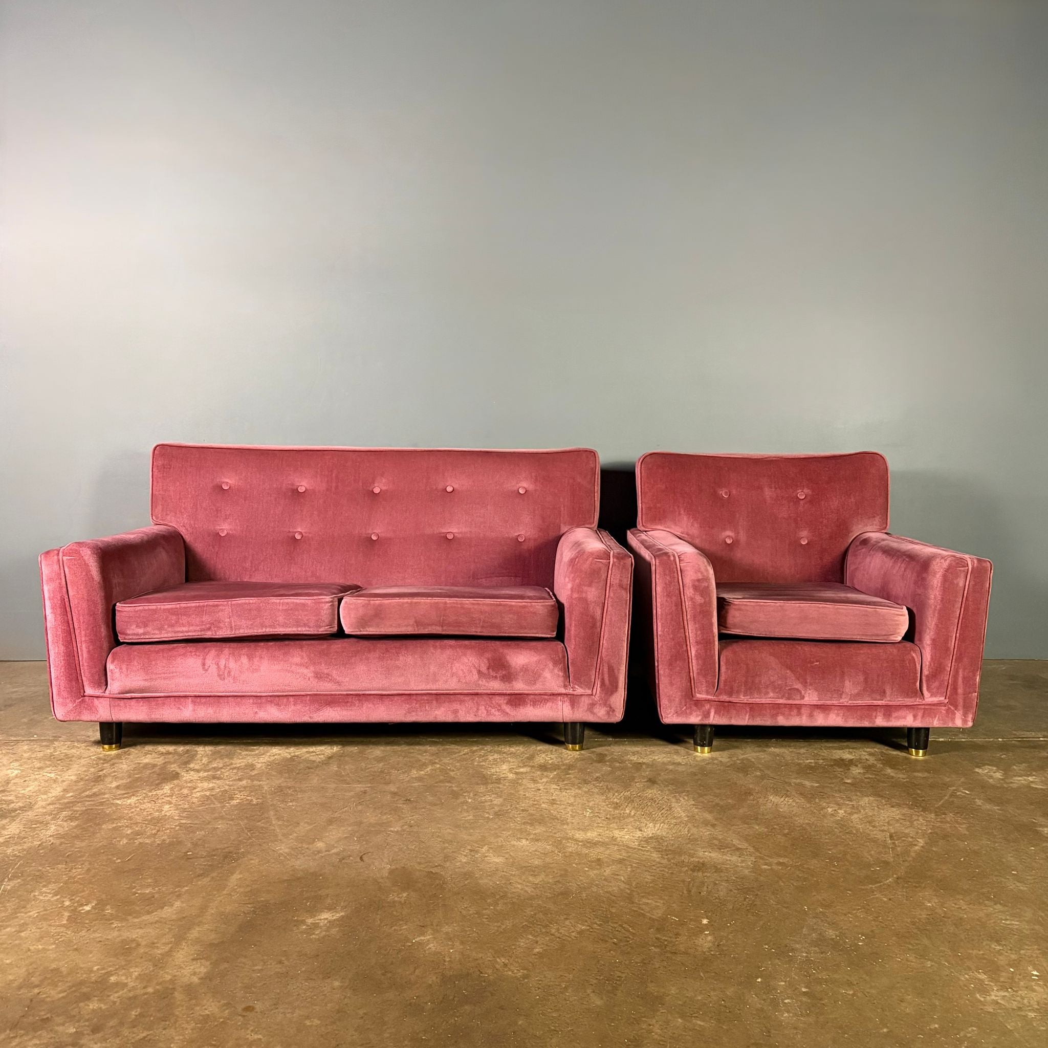 SOLD G Plan K’ang Two Seater Sofa & Armchair Pink Purple Mid Century Vintage Retro MCM