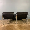 SOLD Mid Century Pair Of Pieff Beta Black Leather Lounge Chairs Vintage Retro MCM