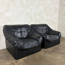 SOLD Black Leather Armchair Mid Century Vintage Retro MCM