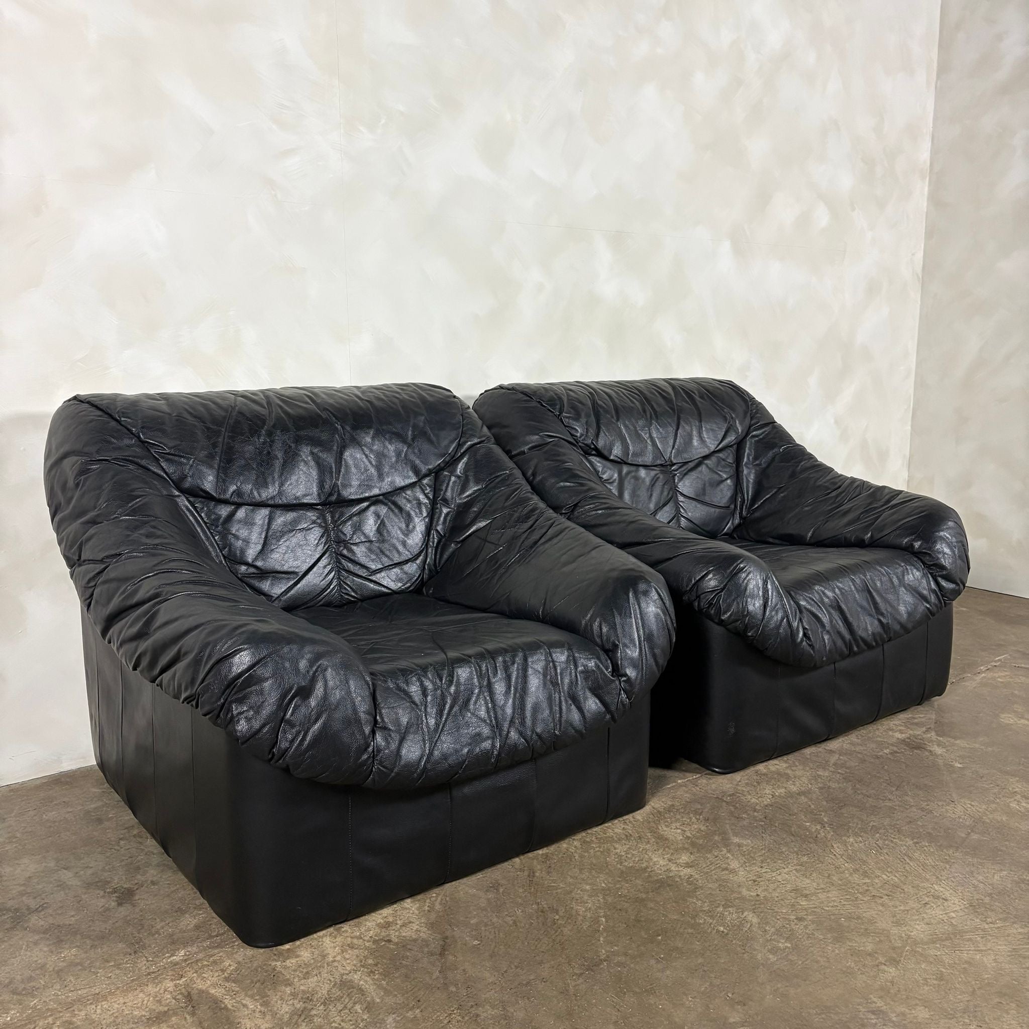 SOLD Black Leather Armchair Mid Century Vintage Retro MCM