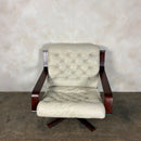 Scandinavian Swivel Leather Lounge Chair Mid Century Vintage Retro MCM