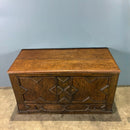 Antique Carved Oak Geometric Blanket Box/Chest Coffer Regency Georgian