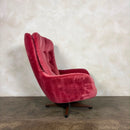 Pink Swivel Teak Lounge Chair Mid Century Vintage Retro MCM