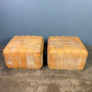 Pair Of Matching De Sede Style Distressed Patchwork Leather Footstools/Ottomans/Pouffes Mid Century Vintage Retro MCM