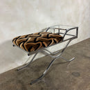 1970s Pieff Chrome & Geometric Fabric Upholstered Side Table/Seat Mid Century Vintage Retro MCM