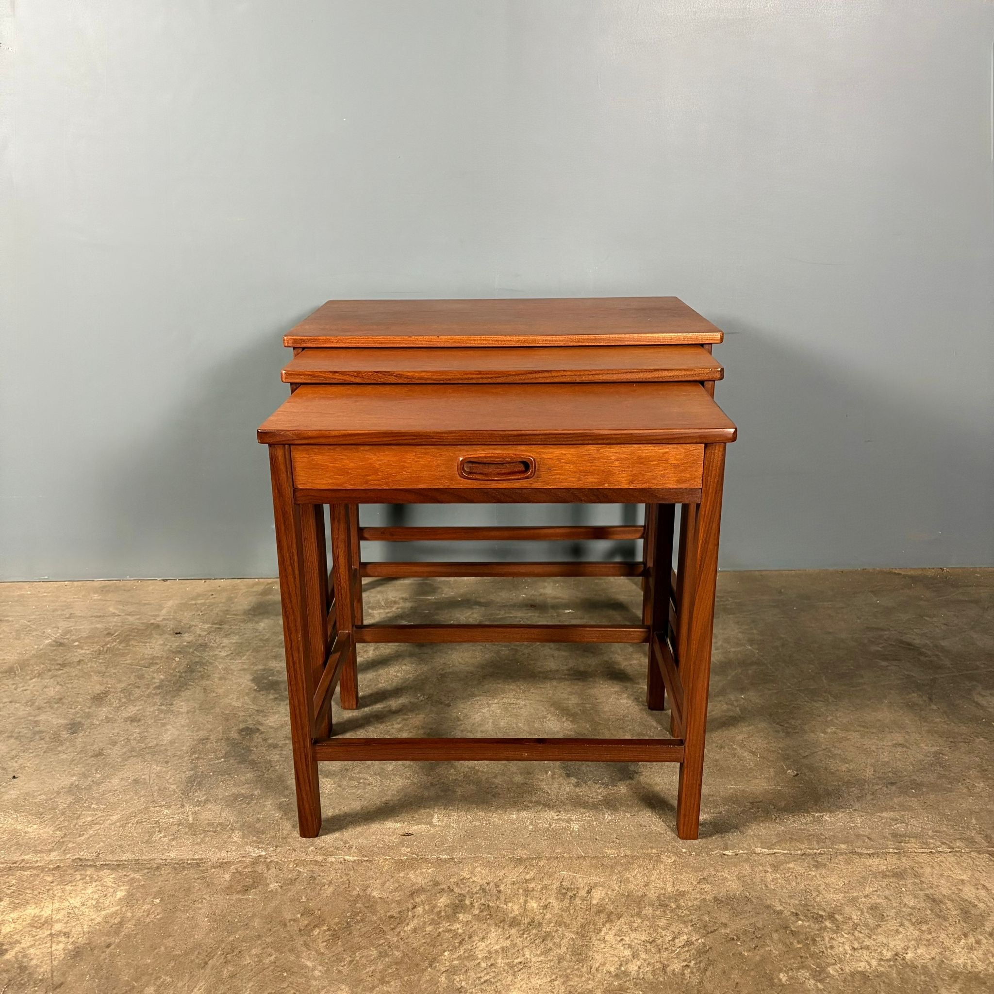 Danish Set Of Three Nest Of Tables Teak Mid Century Vintage Retro MCM