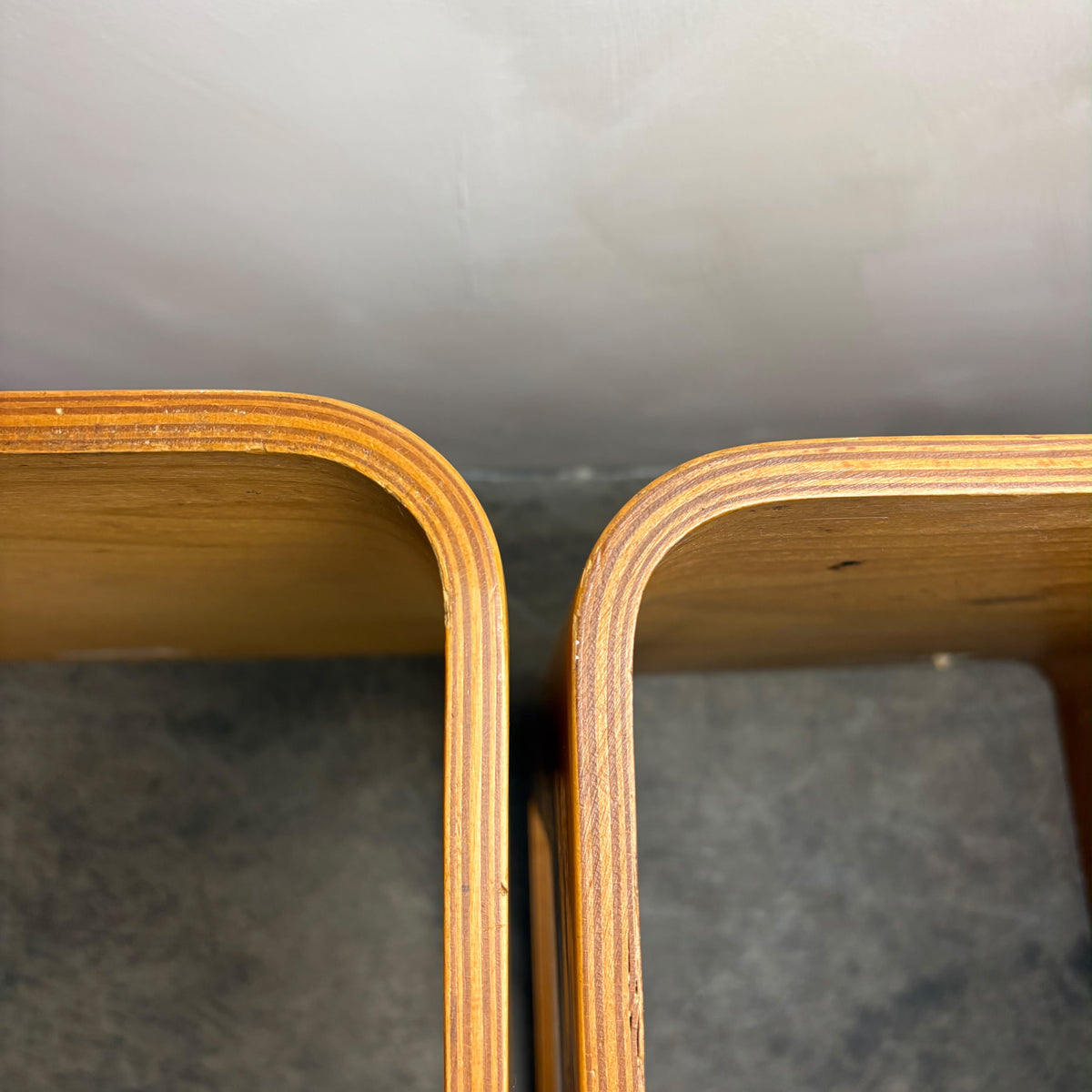 Marcel Breuer For Isokon Set Of Three Bent Beech Plywood Nesting Tables 1960s Mid Century Vintage Retro MCM