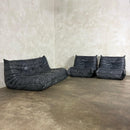 Togo Sofa Set Michel Ducaroy Ligne Roset Grey Leather Mid Century Vintage Retro MCM