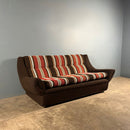 Mid Century Three Seater Striped Brown Sofa Vintage Retro MCM