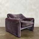 Maralunga Purple Blue Armchair By Vico Magistretti For Cassina 1979 Mid Century Vintage Retro MCM