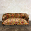 Antique Flamestitch Chesterfield Style Walnut Mahogany Three Seater Sofa Victorian