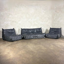 Togo Sofa Set Michel Ducaroy Ligne Roset Grey Leather Mid Century Vintage Retro MCM