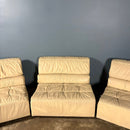 Tetrad Off White Ivory Leather Three Seater Modular Sofa/Chairs Mid Century Vintage Retro MCM