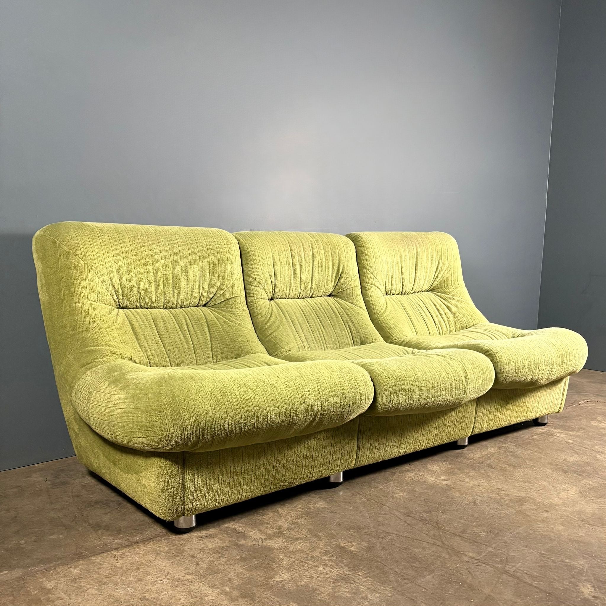Green Three Seater Sofa Mid Century Vintage Retro MCM