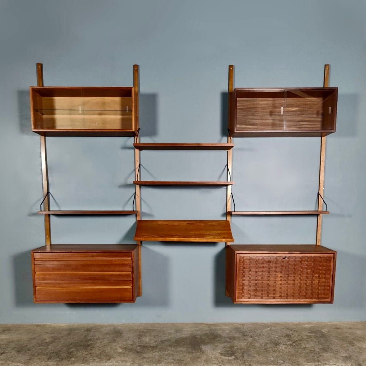 Mid Century Poul Cadovius Royal System Cado Large Teak Wall Unit Vintage Retro MCM