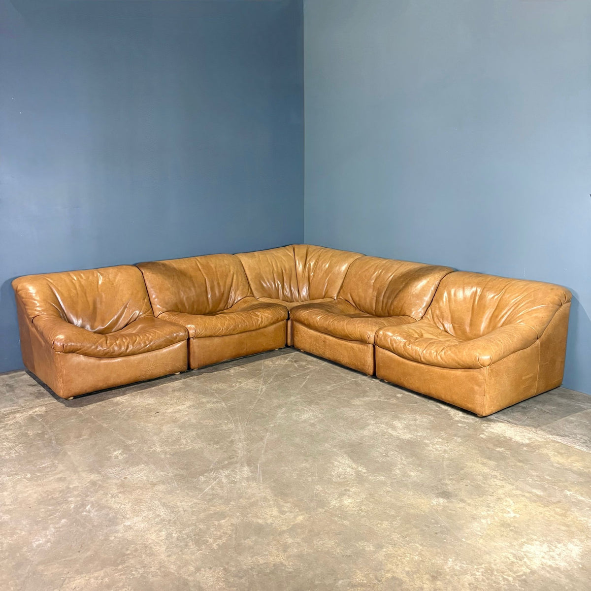 SOLD De Sede DS46 Modular Corner Sofa Tan Brown Leather Mid Century Vi ...