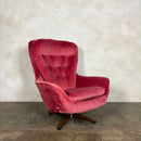 Pink Swivel Teak Lounge Chair Mid Century Vintage Retro MCM