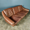 Matador Brown Leather Three Seater Sofa By Aage Christiansen For Erhardsen & Andersen & Eran Mobler Mid Century Vintage Retro MCM