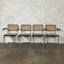 Four Black Cane Rattan Marcel Breuer Cesca Dining Chairs Mid Century Vintage Retro MCM