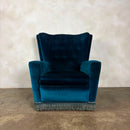 Mid Century Pair Of His & Her Blue Armchairs Vintage Retro MCM