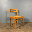 Set Of Four Rush Papercord Seat Dining Chairs Vico Magistretti Carimate Style Mid Century Vintage Retro MCM