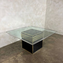 Italian Renato Zevi Dining Table Black Brass Glass Mid Century Vintage Retro MCM