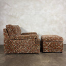 1980s Armchair & Footstool Geometric Patterned Post Modern Mid Century Vintage Retro MCM