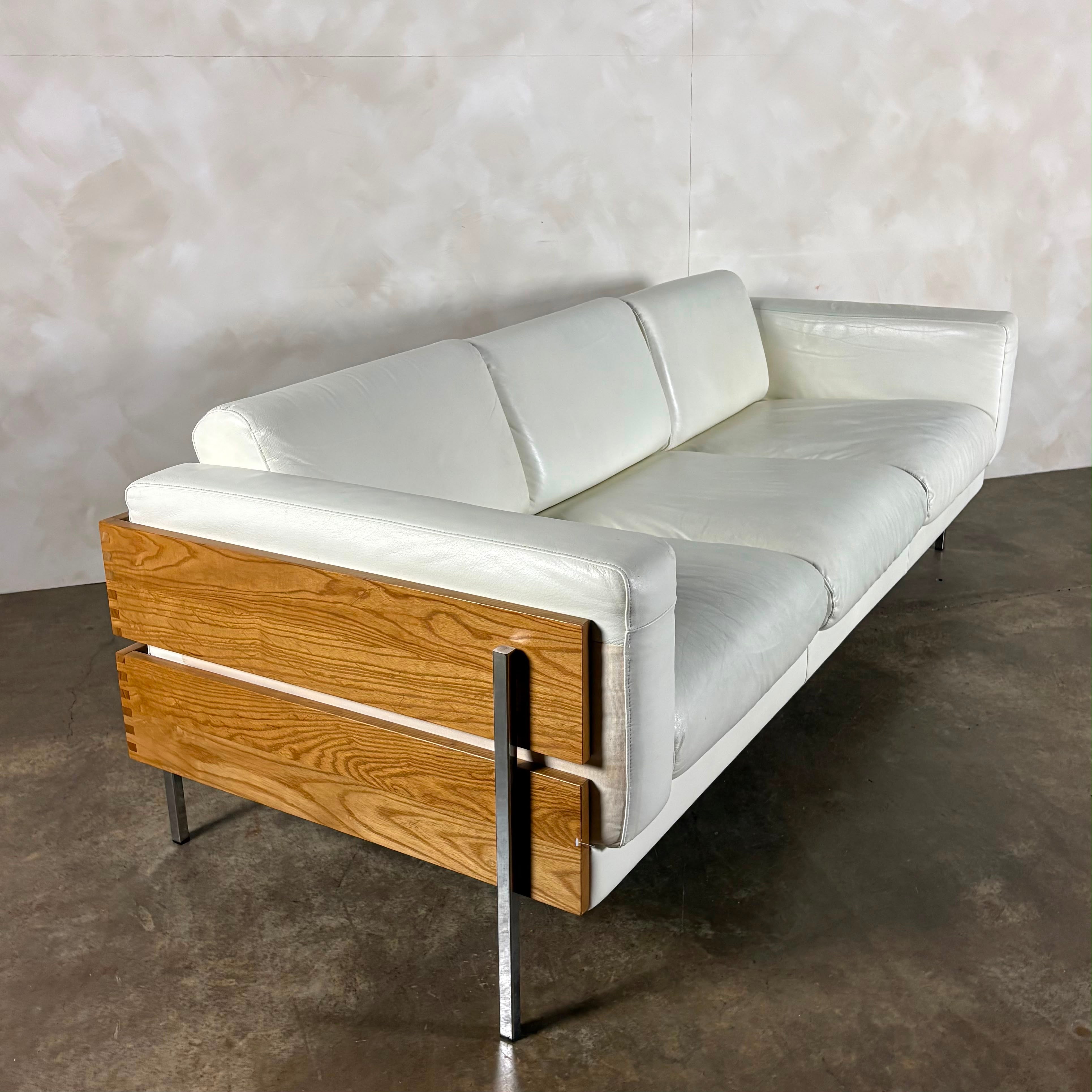 Mid Century White Leather Robin Day For Habitat Forum II Three Seater Sofa Vintage Retro MCM