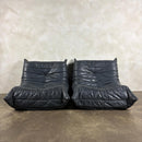 Togo Sofa Set Michel Ducaroy Ligne Roset Grey Leather Mid Century Vintage Retro MCM
