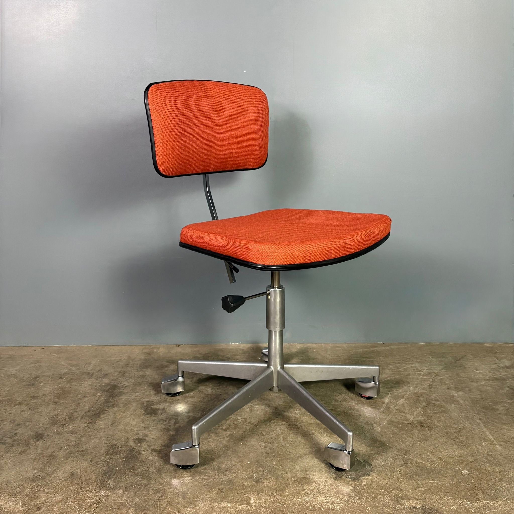SOLD Orange Danish Office Kevi Swivel Chair By Jørgen Rasmussen For Labofa Mobler Mid Century Vintage Retro MCM